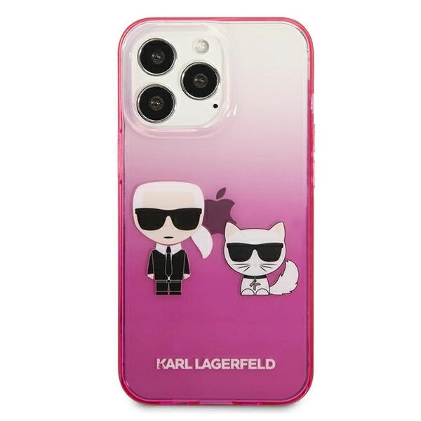Karl Lagerfeld Gradient Ikonik Karl&Choupette Case for iPhone 13 Pro / iPhone 13 - Pink