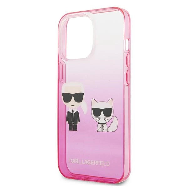 Karl Lagerfeld Gradient Ikonik Karl&Choupette Case for iPhone 13 Pro / iPhone 13 - Pink