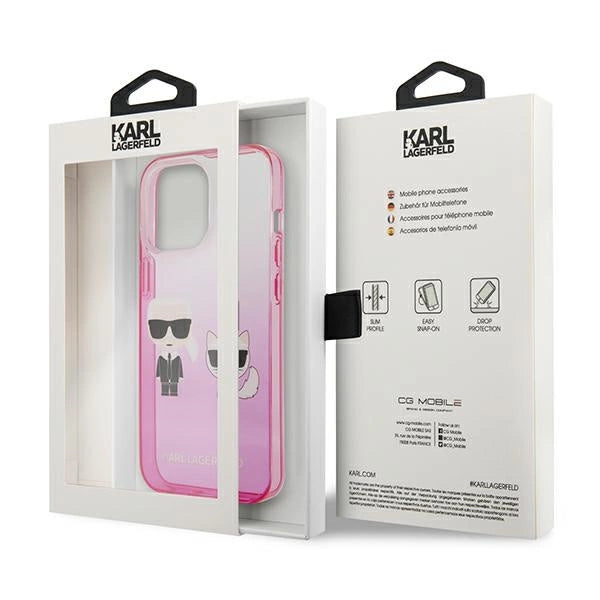Karl Lagerfeld Gradient Ikonik Karl&Choupette Case for iPhone 13 Pro / iPhone 13 - Pink