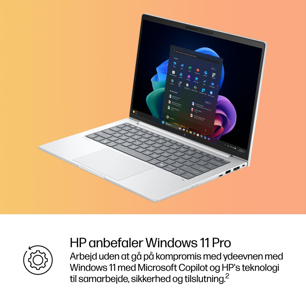 HP EliteBook 8 INC. Copilot+ PC Intel Core Ultra 5 228V Laptop 35,6 cm (14") WUXGA 32 GB LPDDR5x-SDRAM 512 GB SSD Wi-Fi 7 (802.11be) Windows 11 Pro Sølv