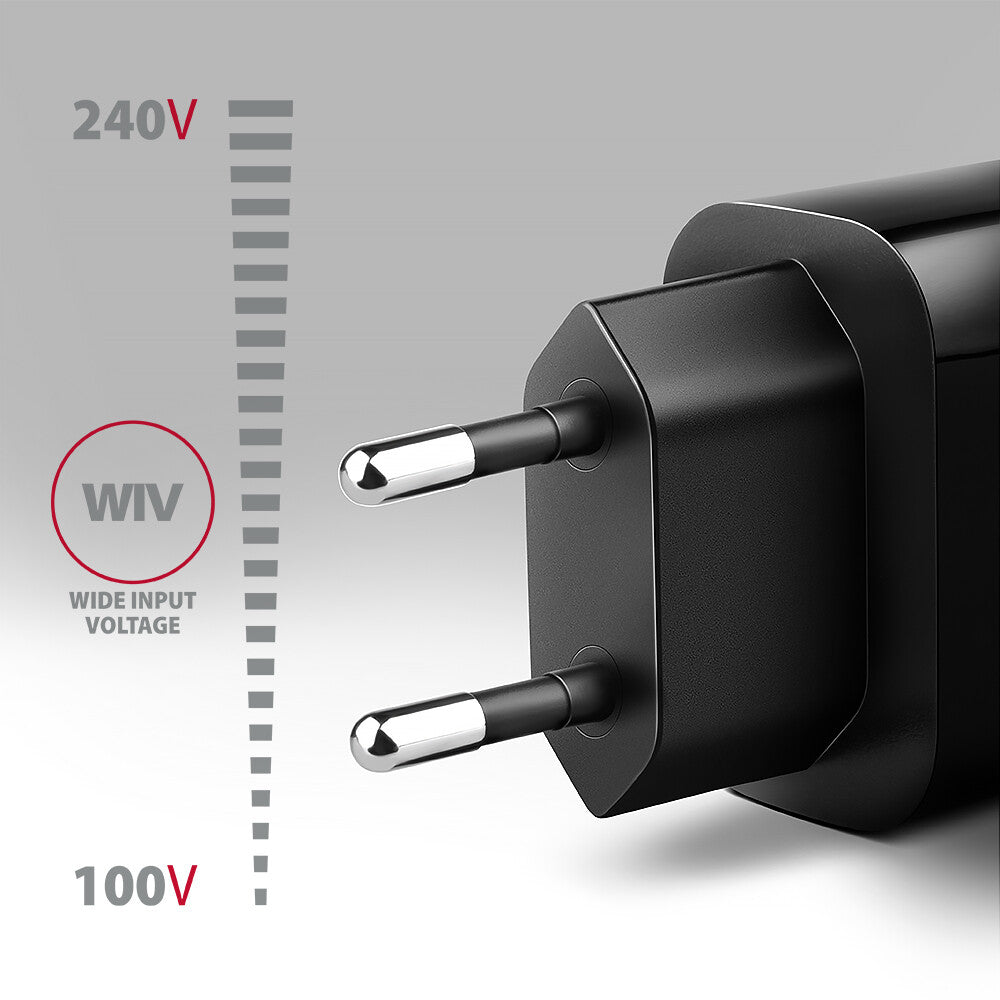 Axagon ACU-QC18 oplader til mobil enhed Mobiltelefon, Strømbank, Smartphone, SmartWatch, Tablet, Universel Sort Vekselstrøm Hurtig opladning Indendørs