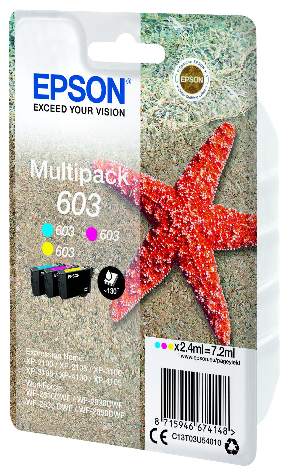 Epson C13T03U54010 blækpatron 1 stk Original Standard udbytte Blå, Magenta, Gul