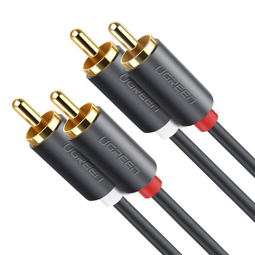 Ugreen 10518 lydkabel 2 m 2 x RCA Sort, Guld, Rød, Hvid
