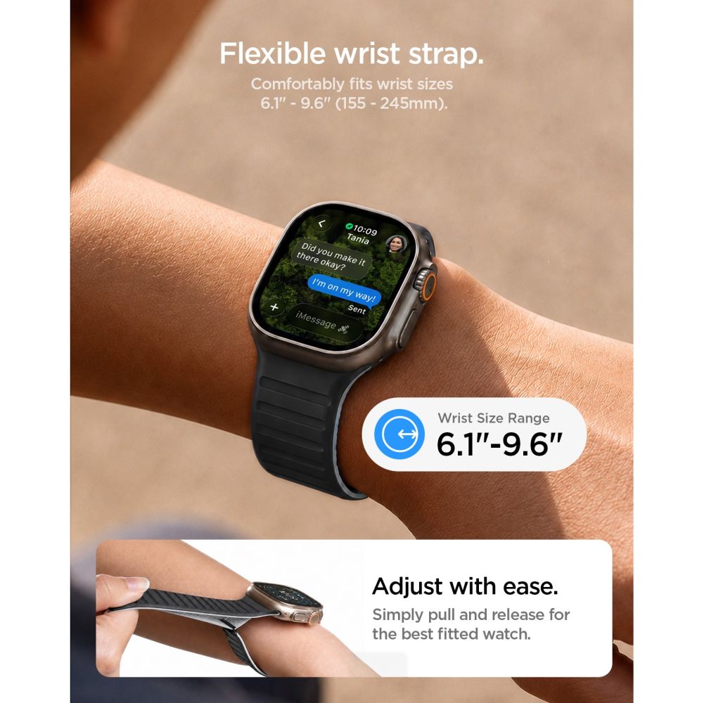 Spigen Athlex Air M Apple Watch 8 / 9 / 10 / 11 / 12 / Se / Ultra (44 / 45 / 46 / 49 Mm) Aktiv Sort/Grå