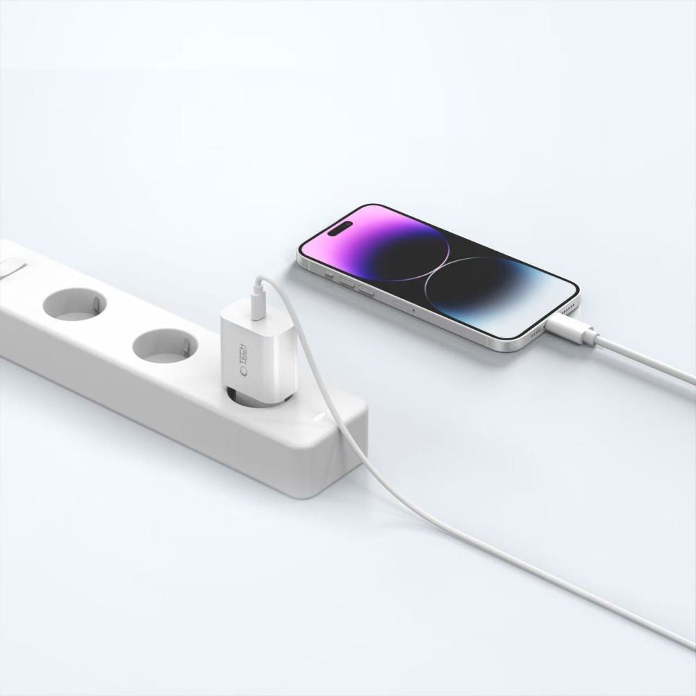 Tech Protect Nc20 W 1 Port Netværksopladder Pd 20 W + Lightning Kabel Hvid