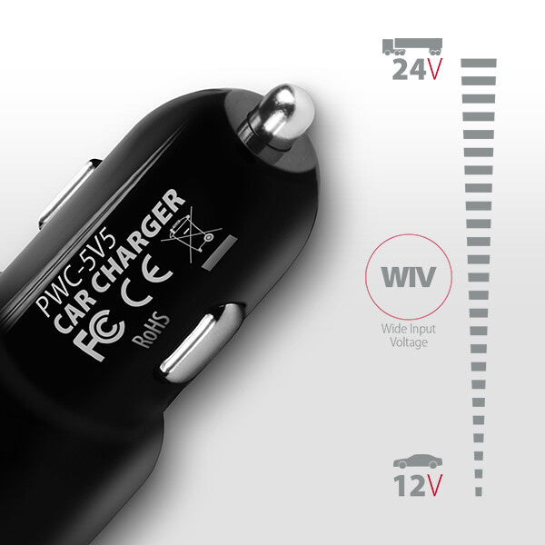 Axagon PWC-5V5 oplader til mobil enhed Mobiltelefon, Smartphone, Tablet, Universel Sort Cigartænder Hurtig opladning Automatisk