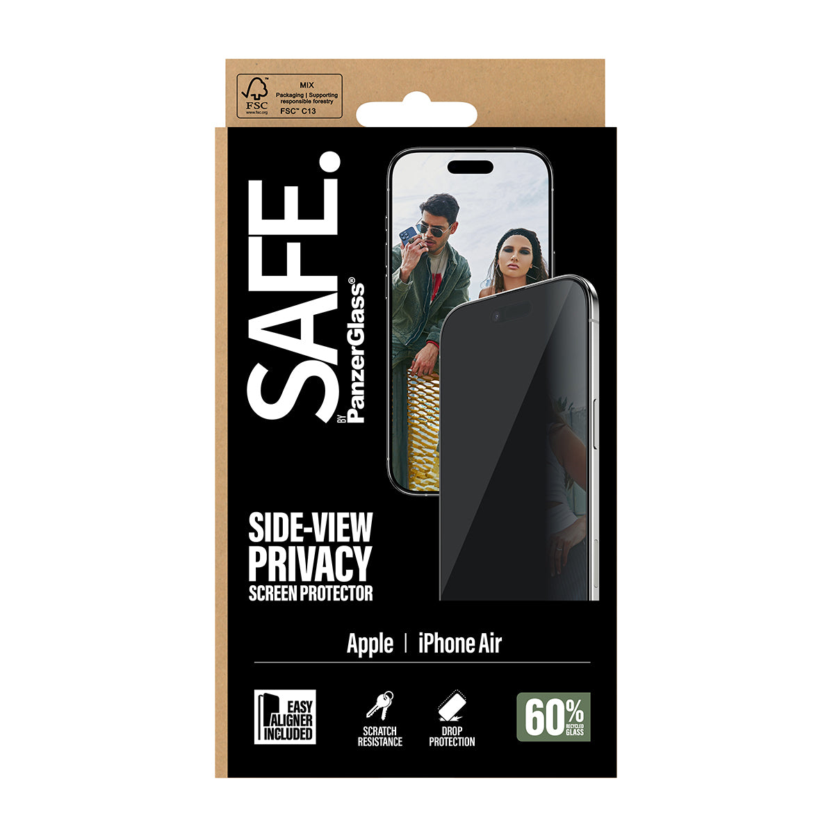 PanzerGlass SAFE. by ® Privacy Skærmbeskyttelse iPhone Air | Ultra-Wide Fit m. EasyAligner