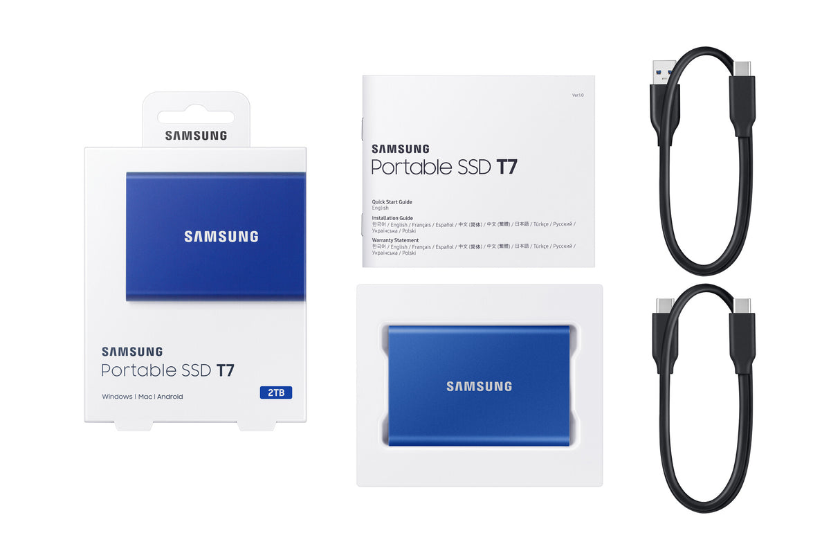 Samsung Portable SSD T7 2 TB USB Type-C 3.2 Gen 2 (3.1 Gen 2) Blå