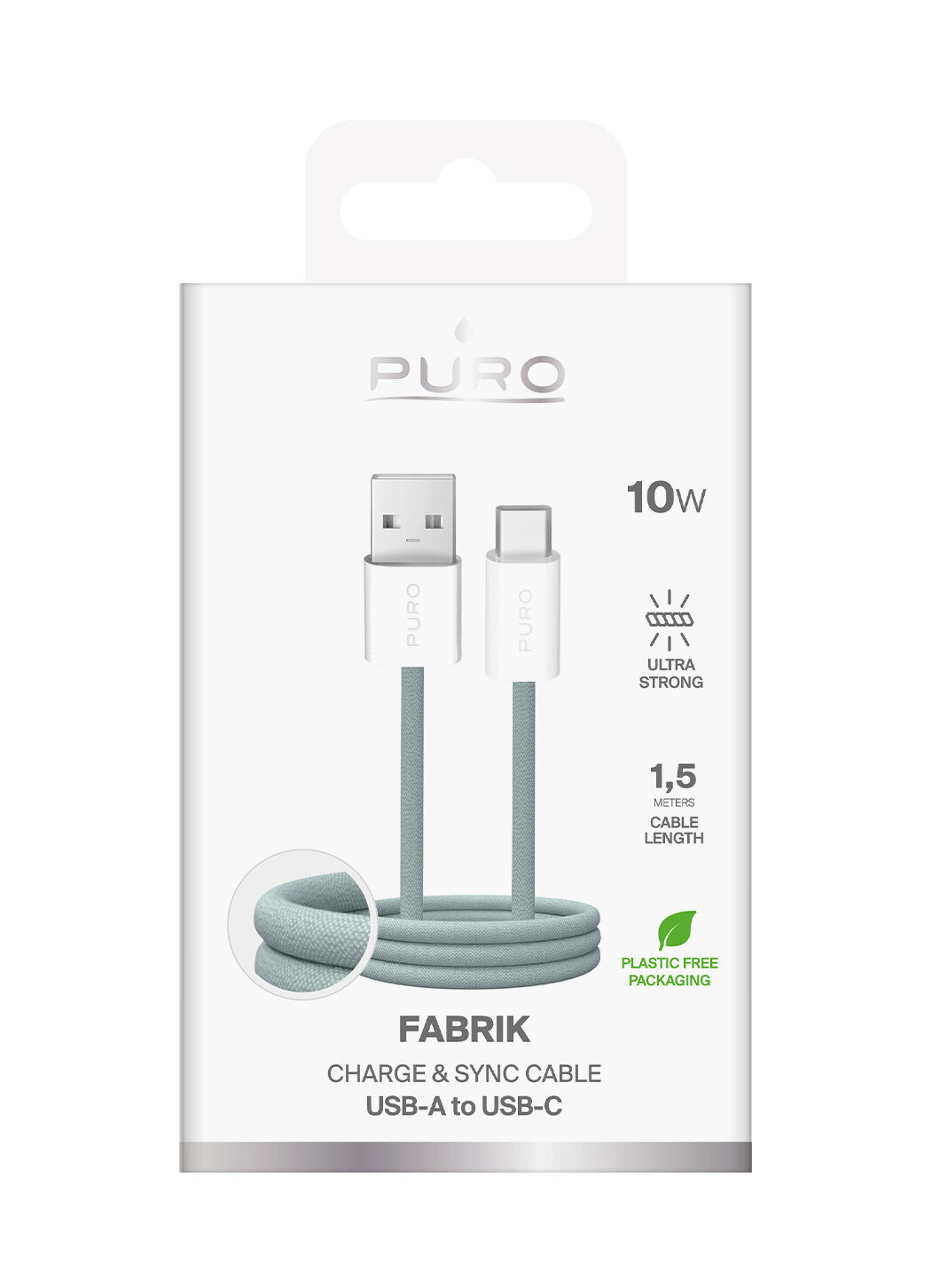 PURO PUCAC10WFABK415MTGRN USB-kabel USB 2.0 1,5 m USB A USB C Grøn