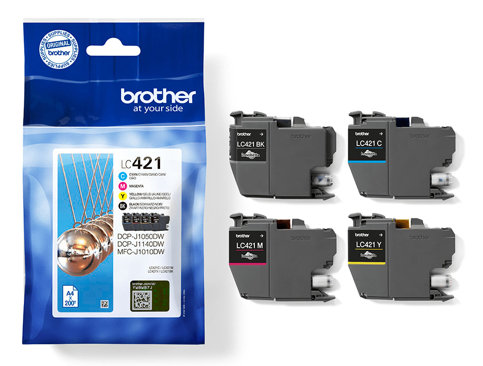 Brother LC-421VAL PagePack 4 stk Original Standard udbytte Sort, Blå, Magenta, Gul