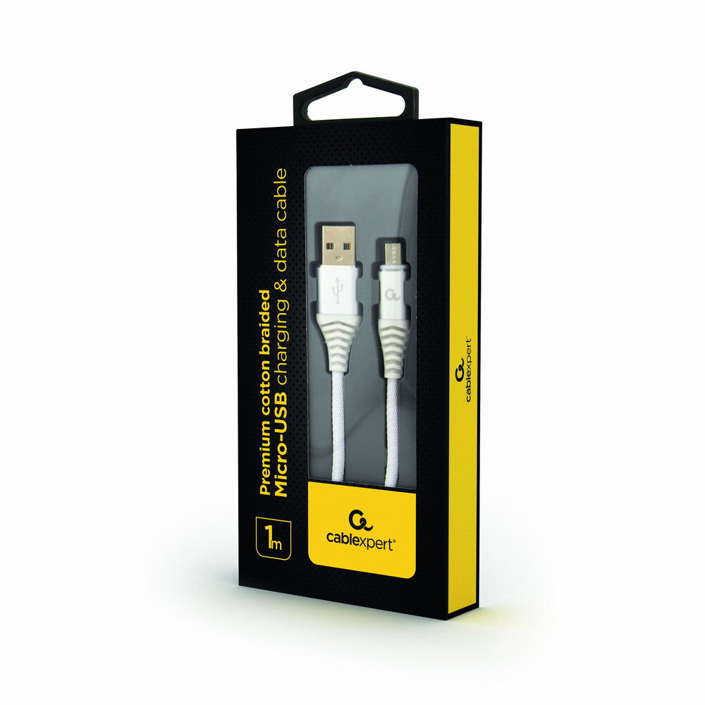 Gembird CC-USB2B-AMMBM-1M-BW2 USB-kabel USB 2.0 Micro-USB B USB A 0,48 Gbit/sek. Sølv, Hvid