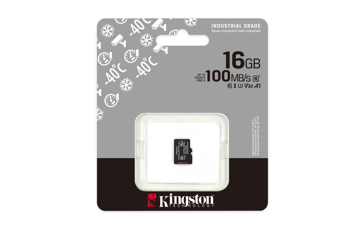 Kingston Technology 16GB microSDHC Industrial C10 A1 pSLC kort enkeltpakke uden adapter