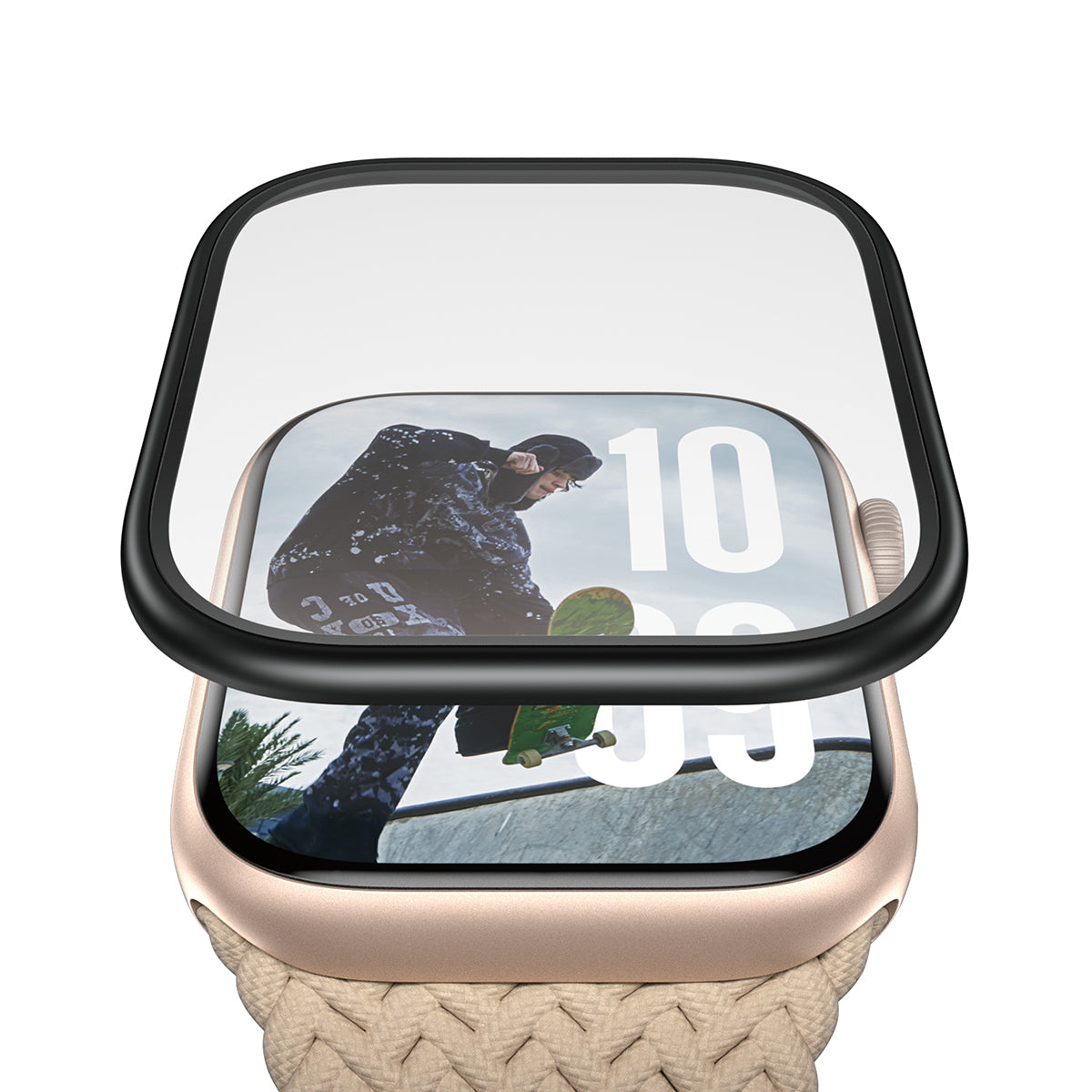 PanzerGlass skærmbeskyttelse m. sort metal ramme til Apple Watch 46mm