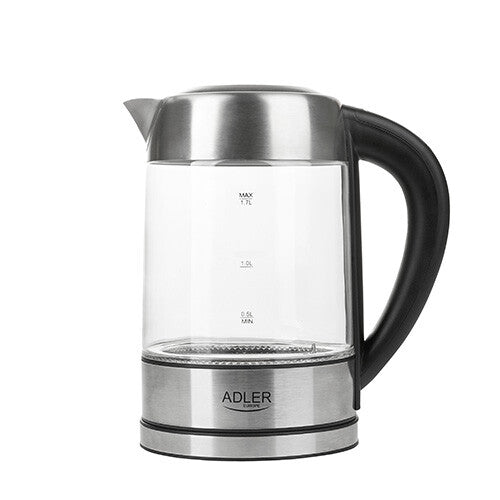 Adler AD 1247 NEW elkedel 1,7 L 2200 W Hasselnød, Rustfrit stål, Transparent