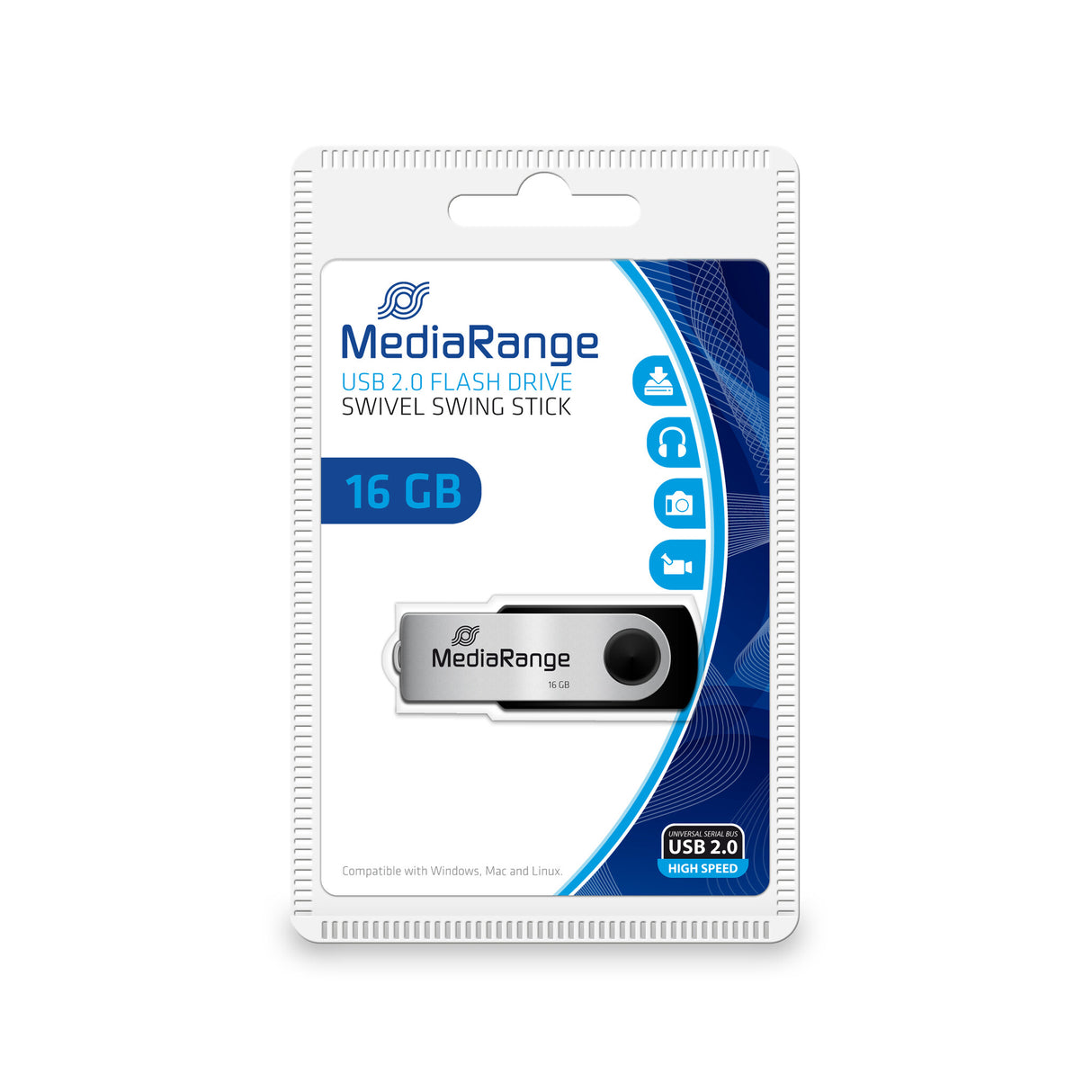 MediaRange MR910 USB-nøgle 16 GB USB Type-A / Micro-USB 2.0 Sort, Sølv