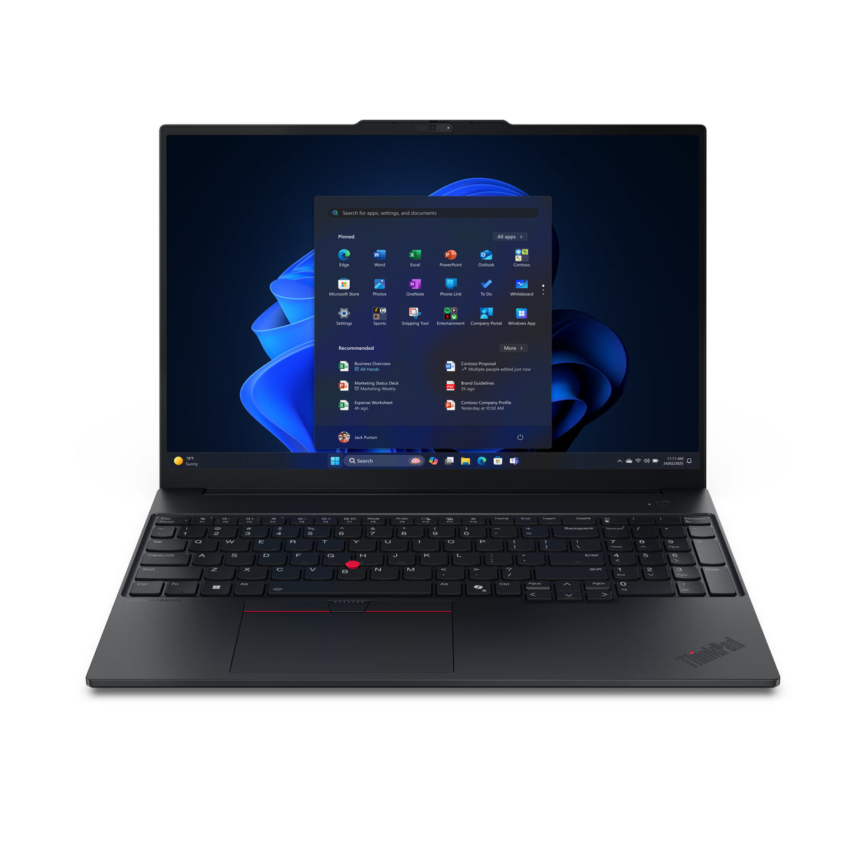Lenovo ThinkPad E16 Gen 3 (Intel) Copilot+ PC Intel Core Ultra 7 258V Laptop 40,6 cm (16") WUXGA 32 GB LPDDR5x-SDRAM 512 GB SSD Wi-Fi 6E (802.11ax) Windows 11 Pro Engelsk Sort
