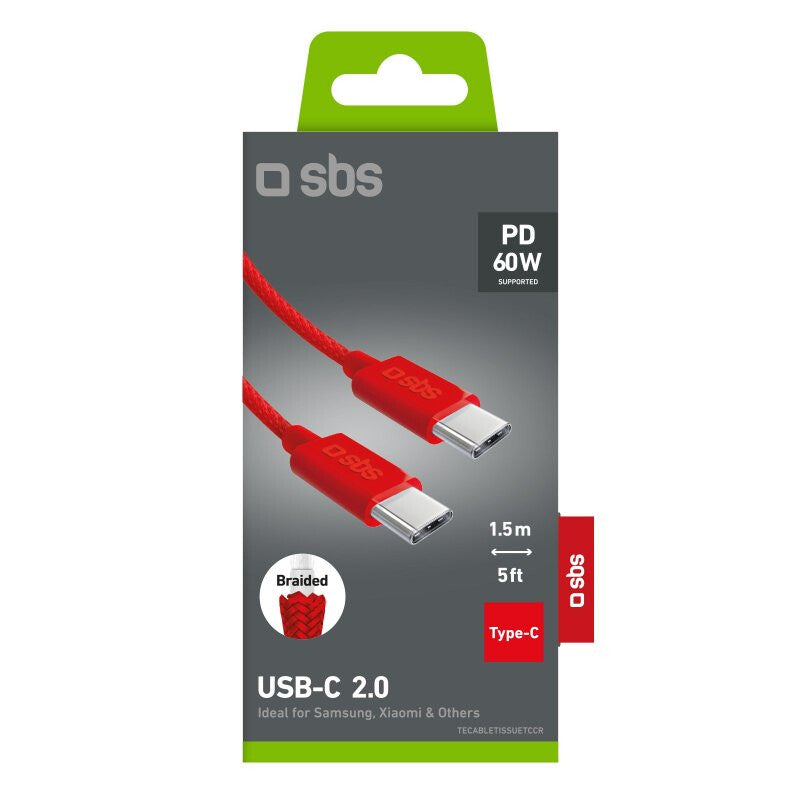 SBS TECABLETISSUETCCB USB-kabel USB 2.0 1,5 m USB C 0,48 Gbit/sek. 60 W Rød