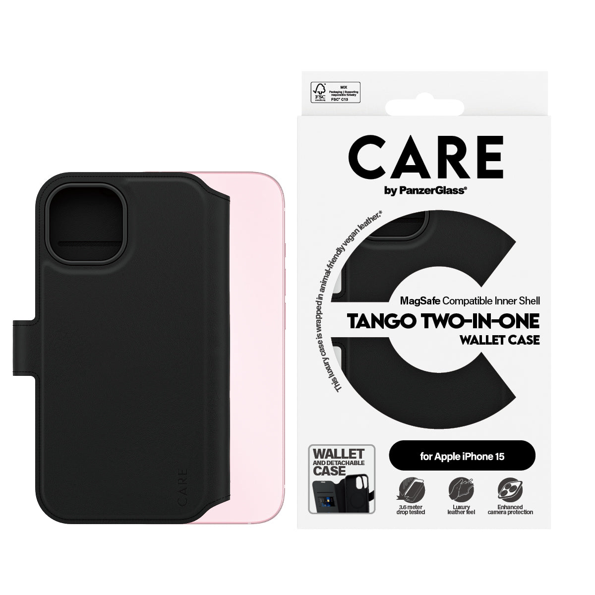 CARE by PanzerGlass Feature Case Tango Two-in-One Wallet w. MagSafe iPhone 15