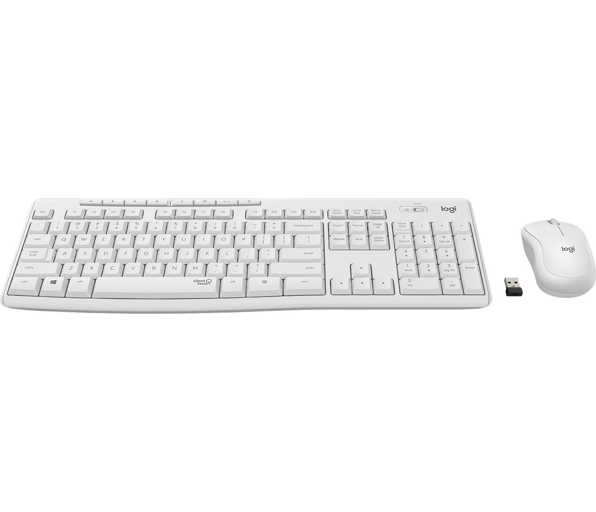 Logitech MK295 Silent Wireless Combo - Off White - Tastatur & Mus sæt - Nordisk - Hvid