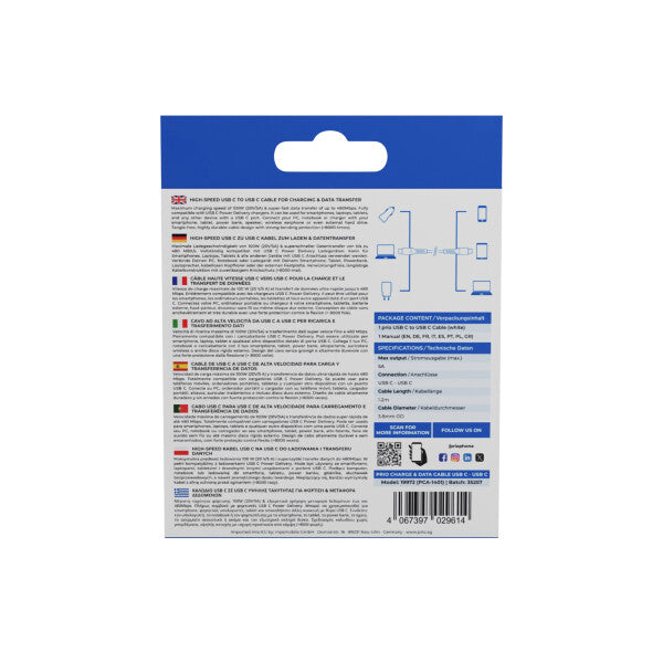 prio Charge & Data Cable USB C to USB C 1.2m white