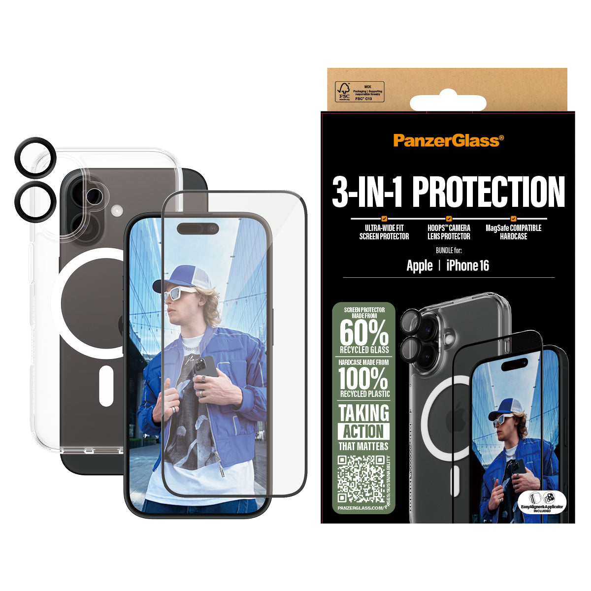 PanzerGlass 3-in-1 Protection Pack Apple iPhone 16