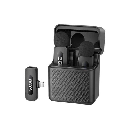 BOYA Mikrofon Trådløs BY-V3 2.4GHz med 2 sendere og 1 modtager (Lightning) Black EU