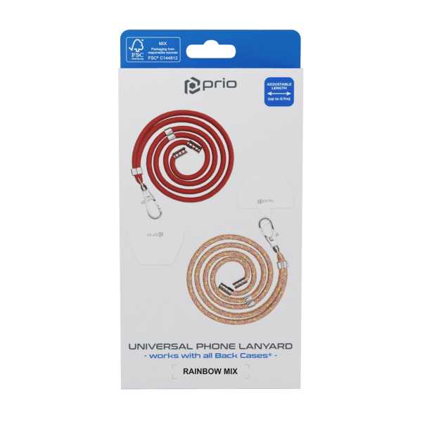 prio Universal Telefonsnor 0,7m regnbuefarvet mix