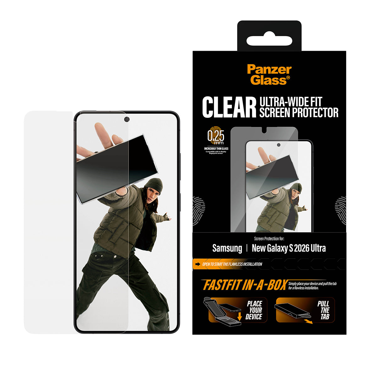 PanzerGlass Screen Protector Samsung Galaxy S26 Ultra | Ultra-Wide Fit w. FASTFIT IN-A-BOX