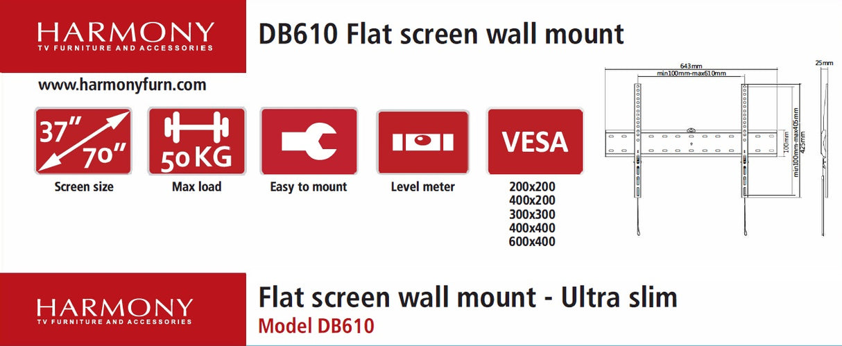 HARMONY DB610 universal vægbeslag