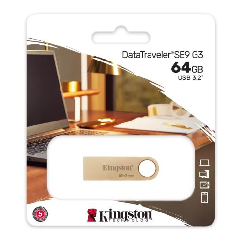 Kingston Pendrive 64GB DataTraveler SE9 USB 3.2 Guld EU (DTSE9G3/64GB)