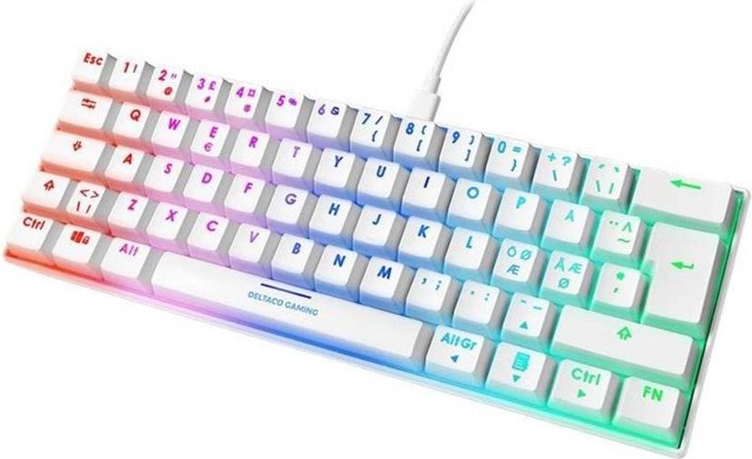 Deltaco Mech 60% Keyboard Pudding Keycaps Hot swap RGB - Gaming Tastatur - Hvid