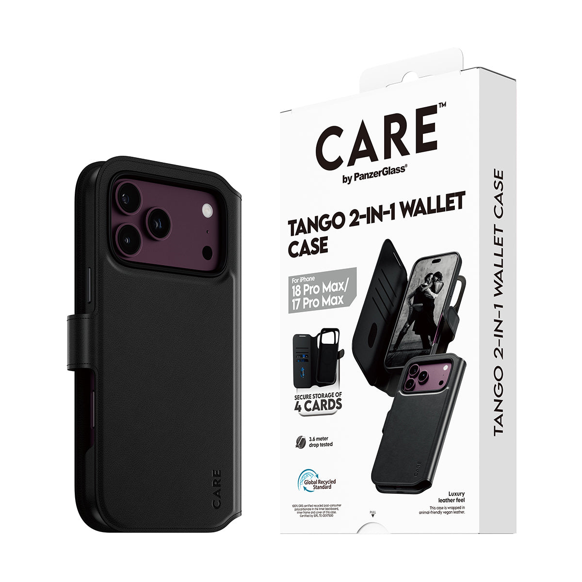 CARE by PanzerGlass Tango 2in1 Black Wallet Case w. MagSafe Apple iPhone 18 Pro Max