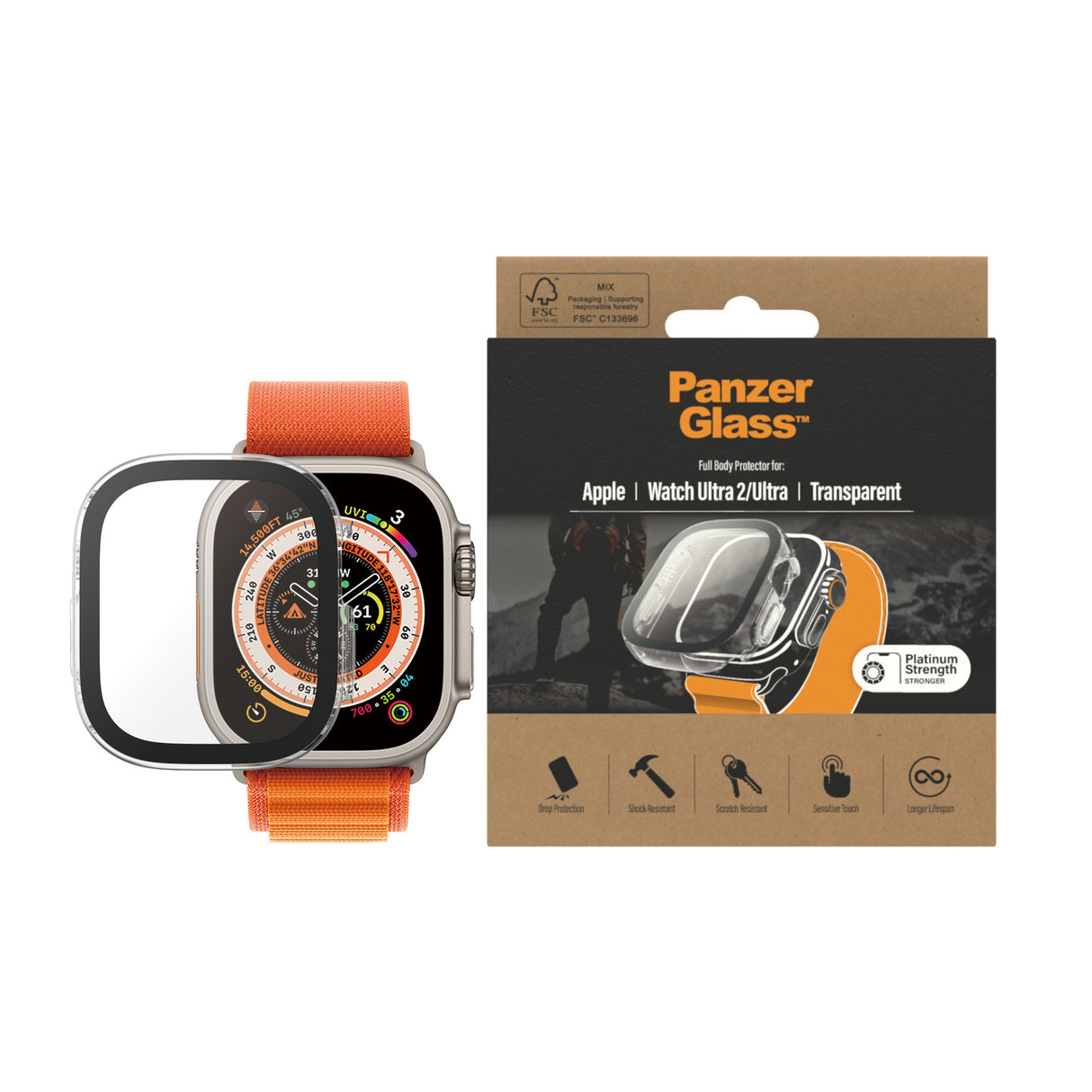 PanzerGlass Apple Watch Ultra 49mm - Screen Protector - Transparent - Full Body