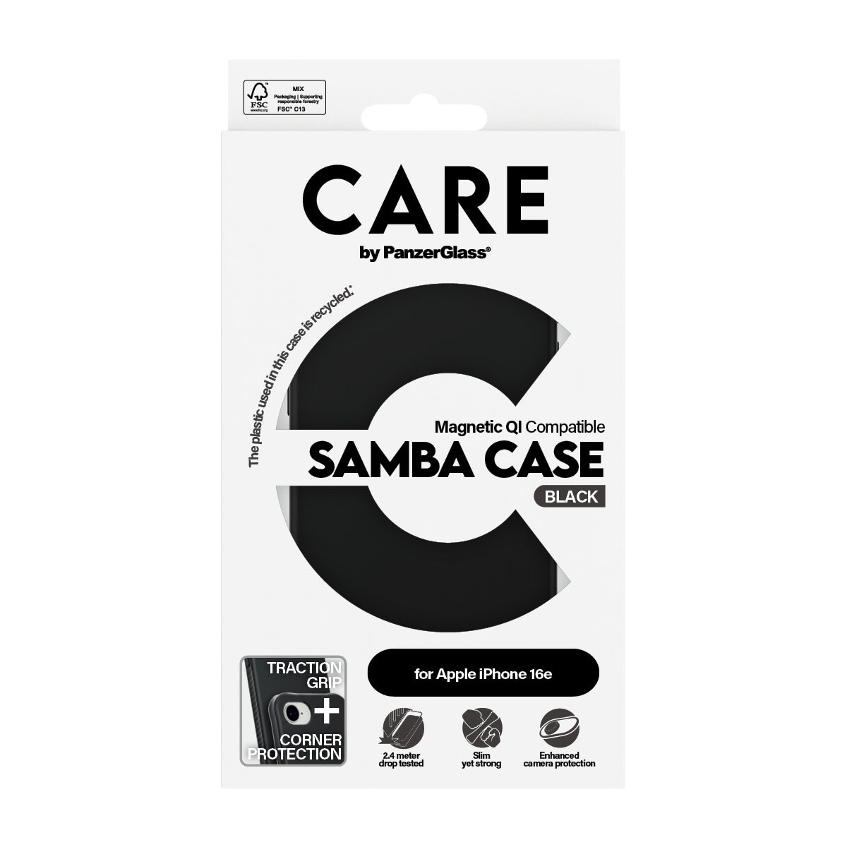 CARE by PanzerGlass Samba Case Black w. Qi Compatible iPhone 17e | 16e