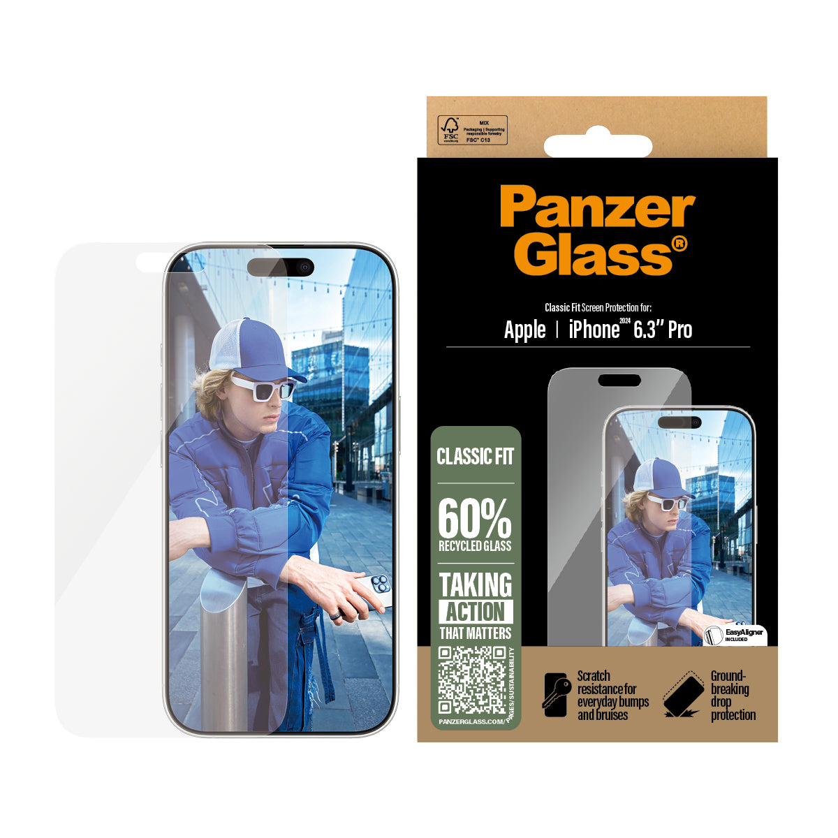 PanzerGlass Screen Protector iPhone 16 Pro - Classic Fit