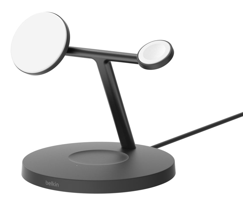 Belkin 3-i-1 Qi2 15W opladningsstander (sort)