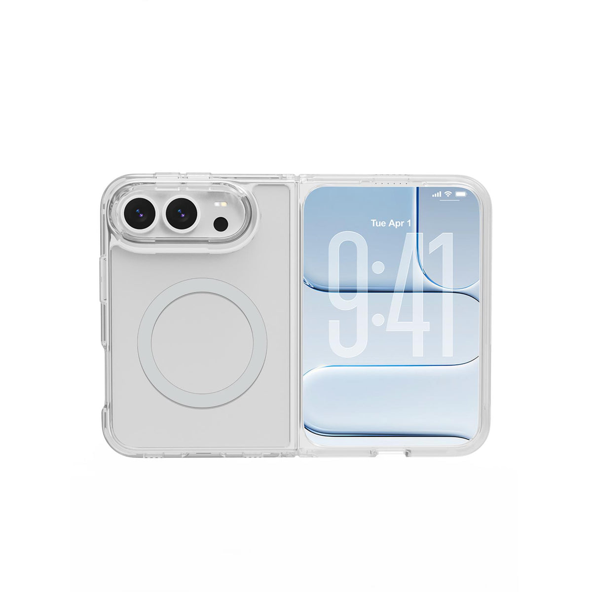 Celly Gelskin Mag Transparent cover with Silver magsafe ring for iPhone Duo