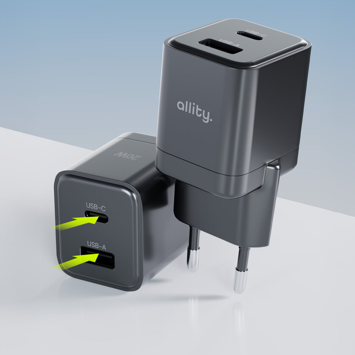 Allity wall charger GaN PD QC ATC-01-30WAC 1x USB-C 1x USB-A 30W black