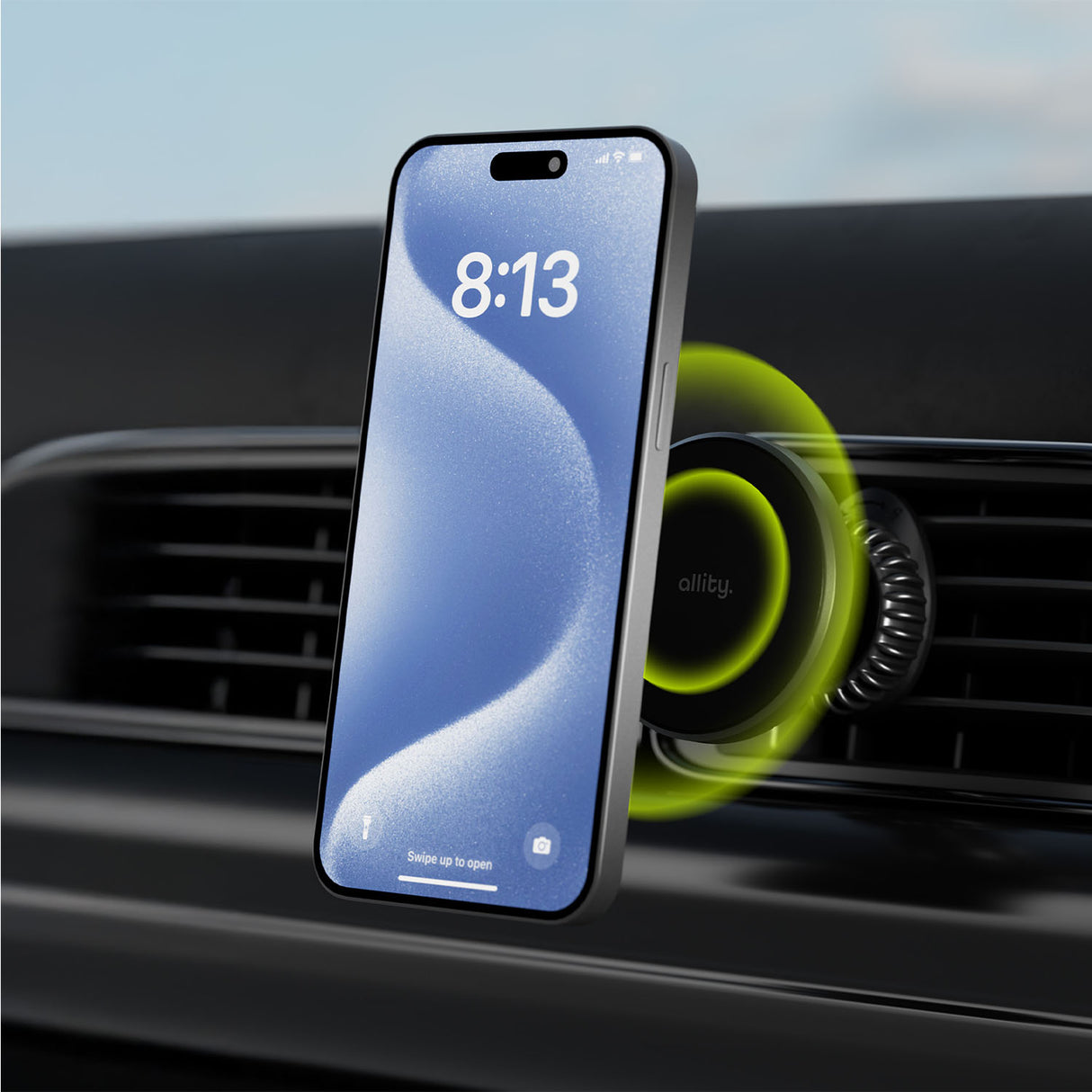 Allity car holder for air vent ACH-300 magnetic with wireless charging black 15W
