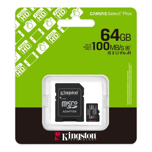 Kingston MicroSD Card Canvas Select Plus 64GB Klasse 10 + Adapter (SDCS3/64)