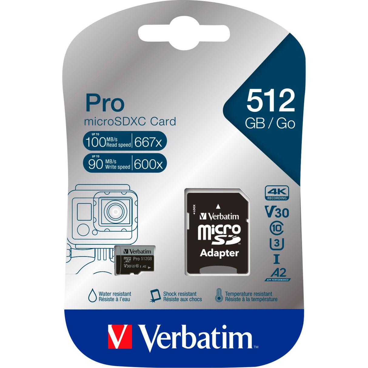 MICRO SDXC HUKOMMELSESKORT PRO U3 C10 A2 512GB INKL. ADAPTER