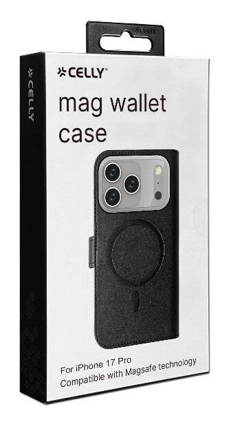 Celly WALLYMAG mobiltelefon etui 16 cm (6.3") Tegnebogsetui Sort