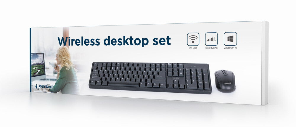 Gembird KBS-W-01 tastatur Mus inkluderet Universel RF trådløst QWERTY Engelsk Sort