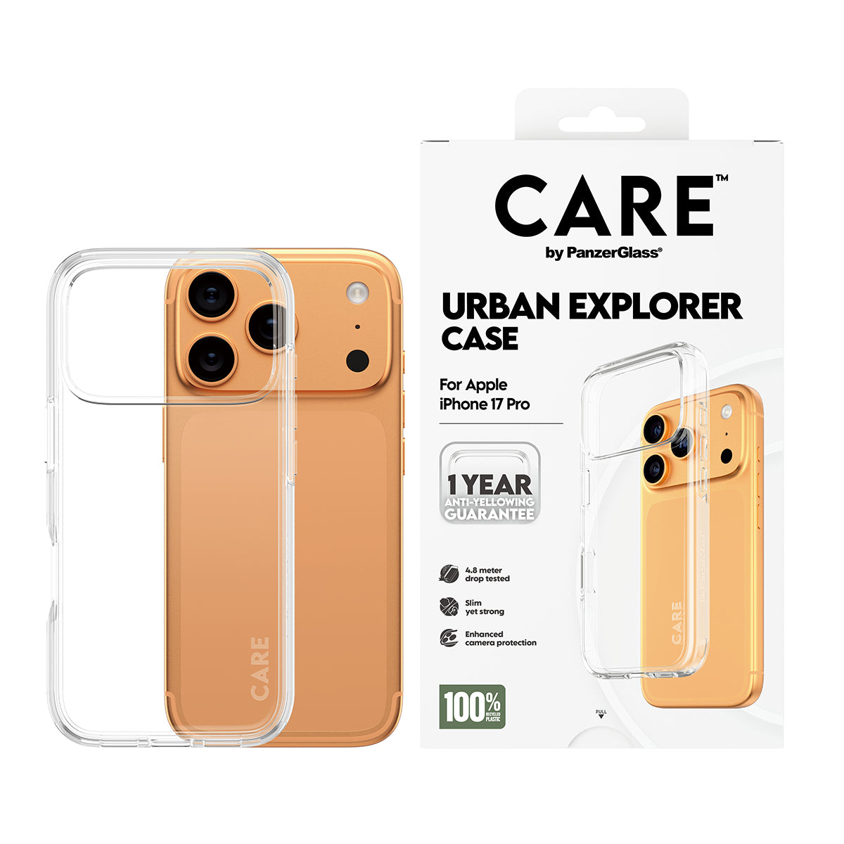 PanzerGlass CARE by ® Flagship Case Transparent Urban Explorer m. Klar Rahmen iPhone 17 Pro