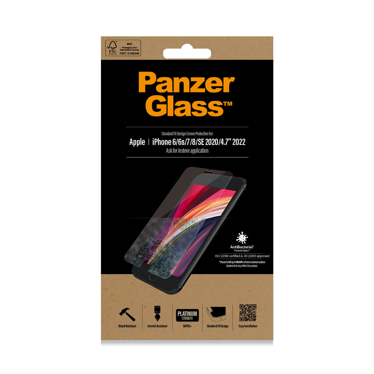 PanzerGlass Original Krystalklar for Apple iPhone 6, 6s, 7, 8, SE (2. generation)