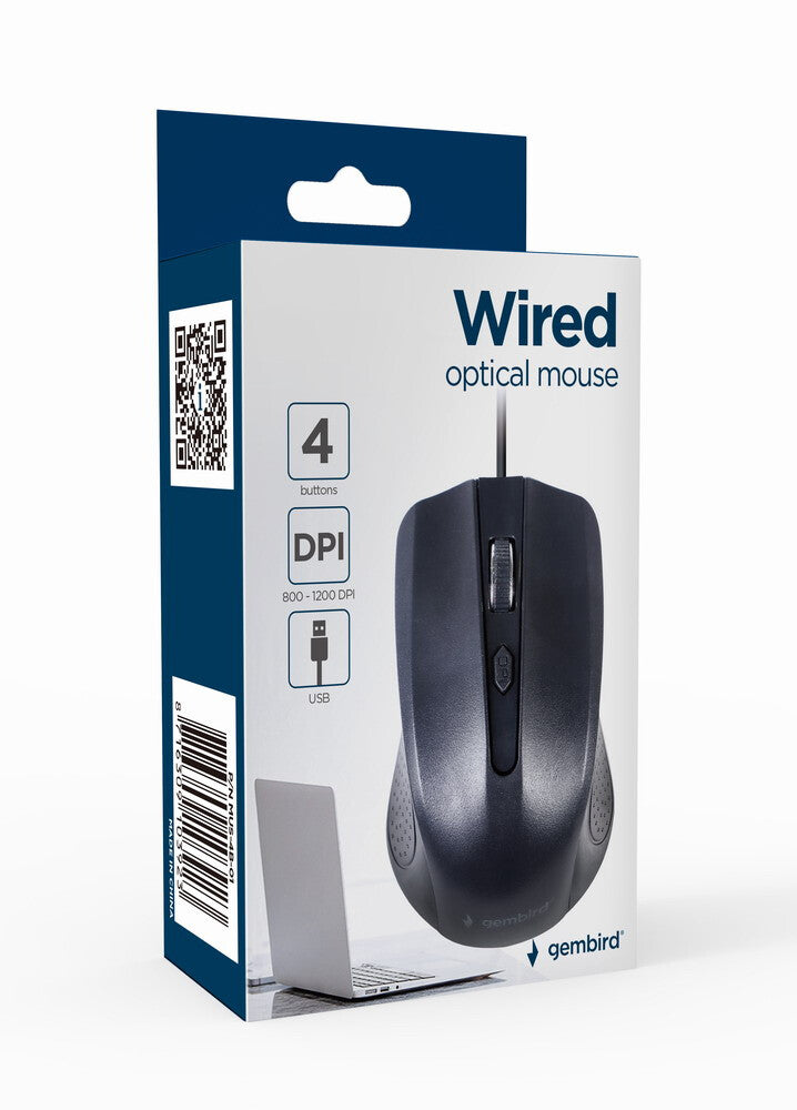 Gembird -4B-01 mus Kontor Ambidextrous USB Type-A Optisk 1200 dpi