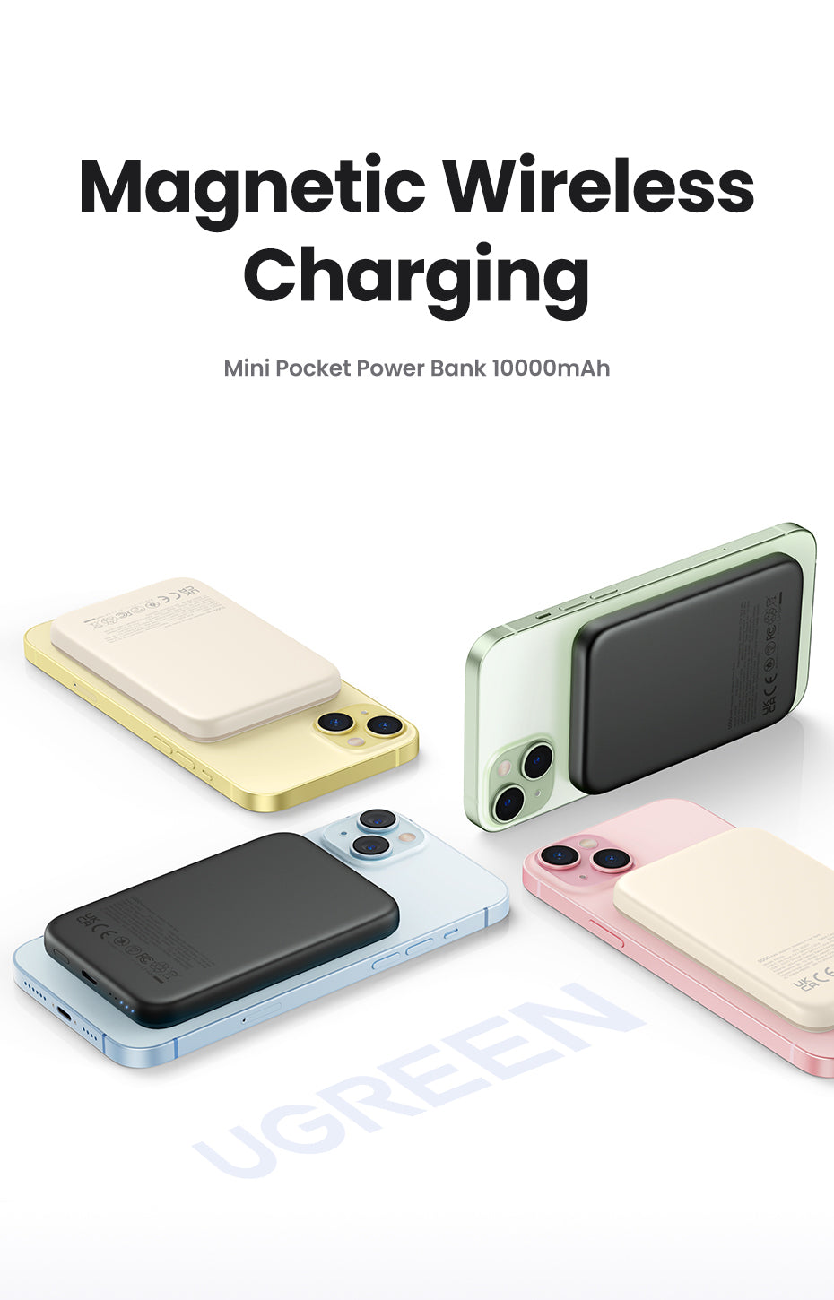 Ugreen Trådløs power bank 10000mAh 20Watt 1xUSB-C Hvid