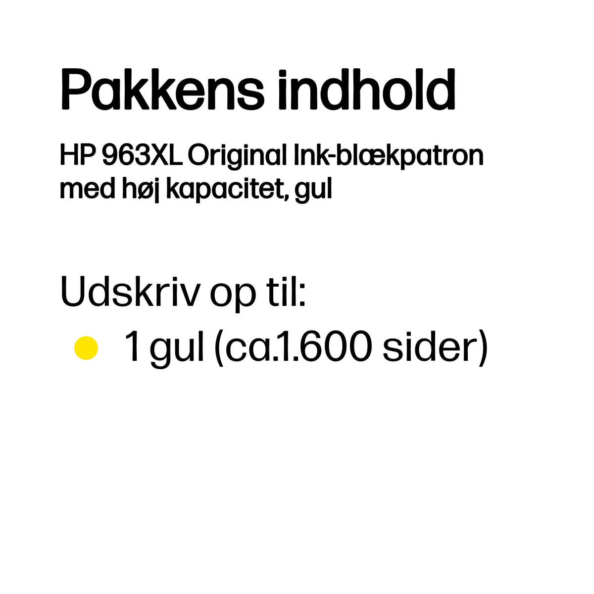 HP 963XL Gul 1600 sider Blæk 3JA29AE