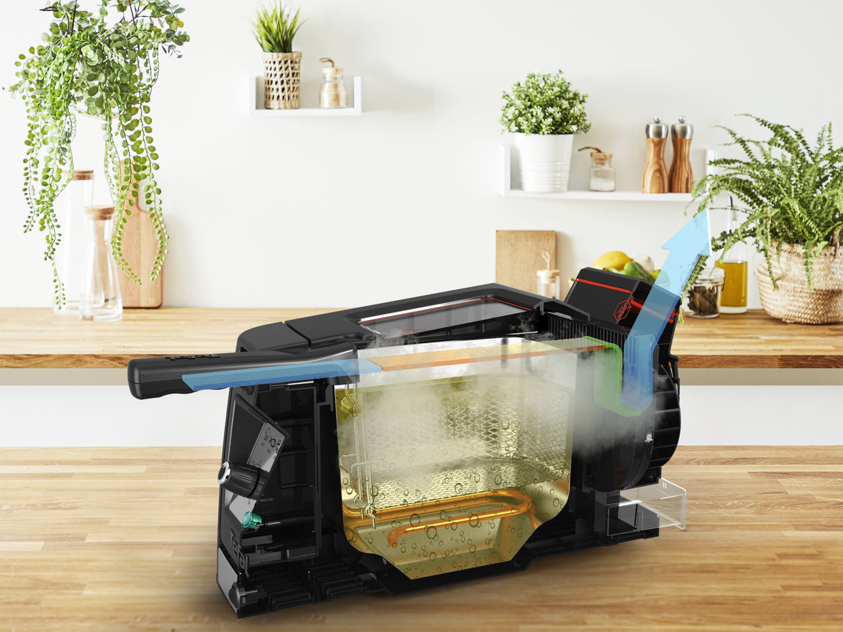 Tefal Clear Duo FR600D Enkelt 0,65 L Enkeltstående 2000 W Frituregryde Sort, Rustfrit stål