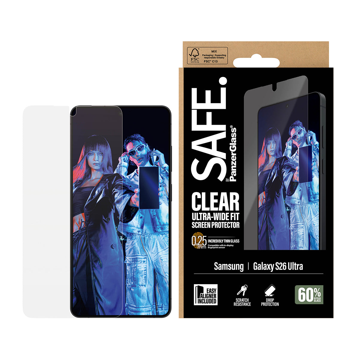 PanzerGlass SAFE. by ® Screen Protector Samsung New Galaxy S 2026 Ultra | Ultra-Wide Fit w. EasyAligner Samsung - New Galaxy S2026 Ultra